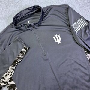 Indiana Hoosiers Men's Large Gray OHT Military Camo 1/4 Zip Pullover Colosseum